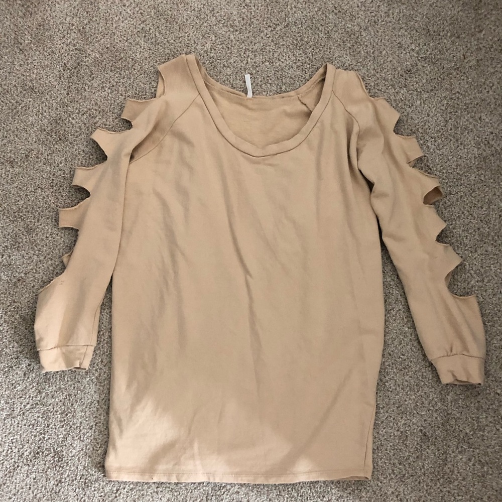 Nude Sweater Dress w/ Cut-Out Sleeves